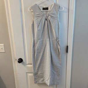 Fenn Wright Manson Gray & White Striped Midi Dress